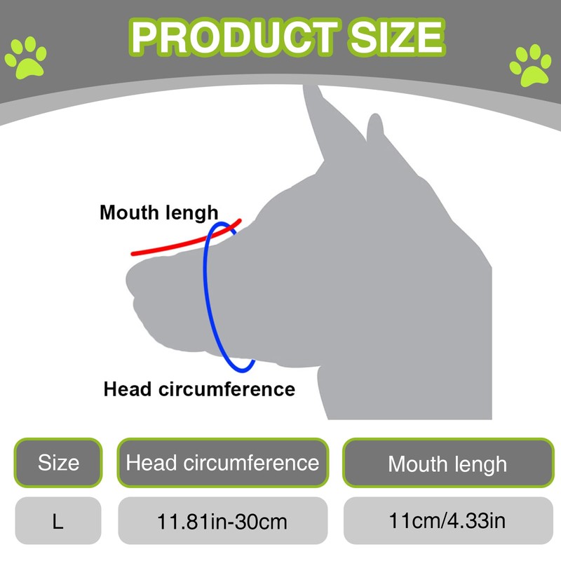 Bettinay Muzzle for Large Dogs, Adjustable L Size Soft Muzzles