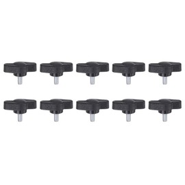 HARFINGTON 10pcs Tee Wing Knobs Thumb Screws M4 x 8mm Standard Male Thread Plastic T/Z Knobs Adjustable Handles Hand Clamping Knobs Grip Thumbscrew, Black