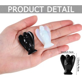 GUJOXILA Black Obsidian Crystal Angel Healing Crystals Gifts Guardian Angel Gifts for Women Angels Ornament Reiki Grief Pocket Cute Small Angel Gift 1.5”
