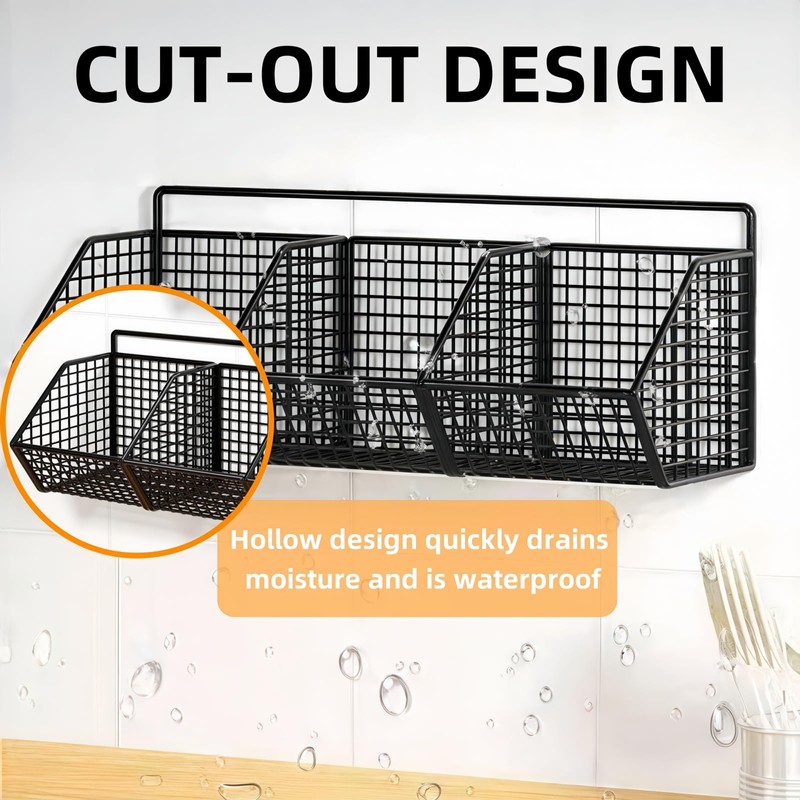 XGVIEGZ Hanging Wire Fruit Basket with Adhesive Hooks, Hanging Fruit