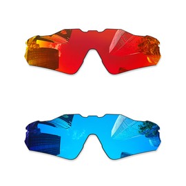 Combine8 2 Pieces Ploarized Replacement Lenses for Oakley Radar EV Path OO9208/Radar EV Path Asian Fit (AF) OO9275 Sunglasses - Fire Red + Ice Blue