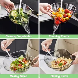 Yamjug Drainage Basket, 3 Pack 2024 Upgrade Drain Basket Funnel Multi-functional Drain Basket [30% Thicker] Removable Plastic Strainer Bowl Food Drainer for Food Fruits Pasta