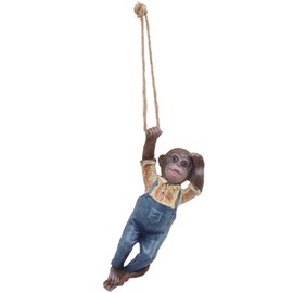 TOPINCN Swinging Monkey Outdoor Statue Ornament, Tree Hanging Sculpture Animal Figurines for Garden Lawn Patio Yard Porch Christmas Decoration
