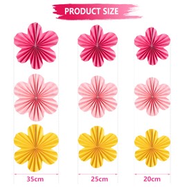 SUNBEAUTY 9 PCS Paper Flowers Decorations for Wall Paper Fans Classroom Decoration Paper Floral Backdrop Decor Paper Fans Decoration