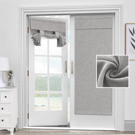 H.VERSAILTEX Door Curtains for Door Window, Faux Linen French Door Curtains for Privacy, Tie Up Shades Front Door Curtains for Glass Window Covering, Heather Gray, 26’’ x 68’’, 1 Panel