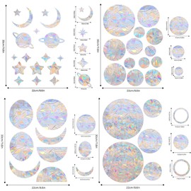 Sun Catcher Sticker, Round Prism Window Sticker, Sun Catcher, Bird Anti-Collision Window Sticker, Bird Alert Decals for Stops Birds, Door Window, Dining Room, Bedroom (42)