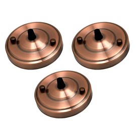 LEDSone Industrial Retro Ceiling Rose 108 mm Pendant Cable Grip Flex Clamp Metal Plate for Light Fitting Hanging Lamp Ceiling Cover Accesories (Copper - 3 Pack)