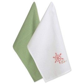 DII Christmas Tea Towels Decorative Kitchen Dish Towel Set, 18x28, Happy Holidays, 2 Piece