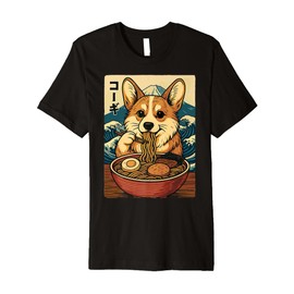 Corgi Eating Ramen Premium T-Shirt