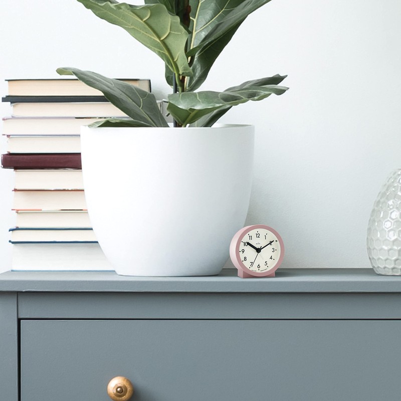 Acctim Gaby Small Analogue Contemporary Beside Alarm Clock Dusty Rose