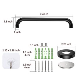 ZUEXT 16 Inch Oil Rubbed Black Stainless Steel Shower Grab Bar, Bathroom Safety Hand Rail, 500 Lbs Pull Force, Concealed Mount, Modern Sleek Style