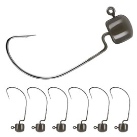 MadBite Ned Rig Jig Hook Kits, Finesse Mushroom Jig Heads for Soft Lures (Green Pumpkin (Wide Gap), 1/8 oz)