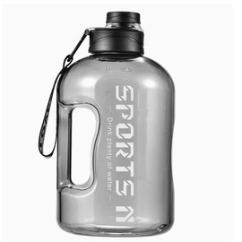 Sports Water Bottle, 1.7L Capacity, Leakproof Design, Black and Grey, for Gym, Cycling, Hiking and Camping, this bottle features a durable, leakproof design (Grey)