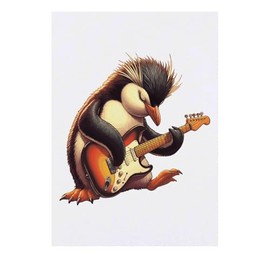 'Rockhopper Penguin Guitarist' Temporary Tattoo - Water Resistant, Skin-Safe, Non-Toxic Transfer (TO00077671)