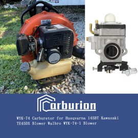 Carburionix NEW High Quality WYK-74 Carburetor for Husqvarna 145BT Kawasaki TE45DX Blower Walbro WYK-74-1 Blower with Air Filter Box Fuel Line Spark Plug Kit