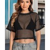 Women's Mesh Top Fishnet T Shirts Sheer Loose Short Sleeve