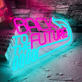 Back To The Future Neon Sign, Dimmable Movie Theme Neon Light, USB Powered Gamer Garage Bedroom Party Club Wall Decor Art Lights Christmas Birthday Gifts(15.4 * 10.2in)