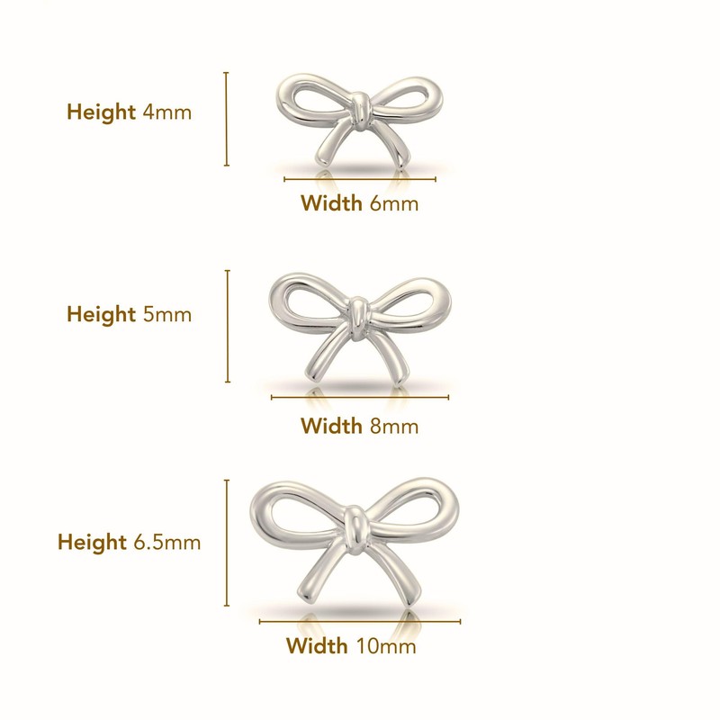 14k Solid Gold Ribbon Bow Stud Earrings with Secure Screw-backs
