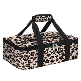 MIAOJIE Insulated Casserole Carrier, Portable Casserole Carrier for Hot or Cold Food Lunch Tote Warmer or Cooler Bag, Lasagna Lunch Bag for Potluck Parties- Fits 9" x 13" Baking Dish-Leopard