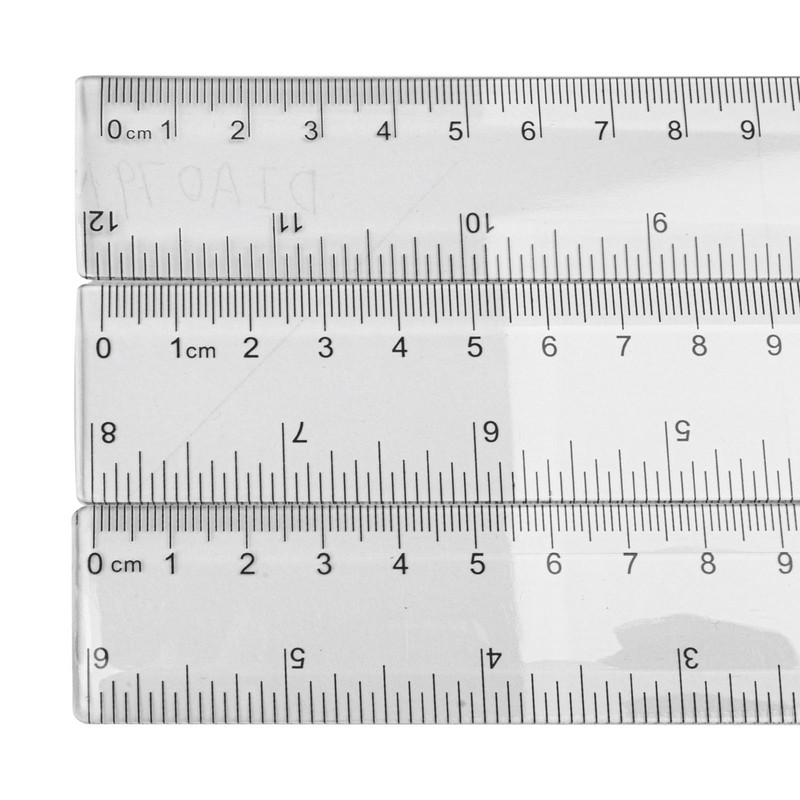 DIAO79NI 3 Pieces Transparent Plastic Ruler, 12 inch (30cm) Ruler,