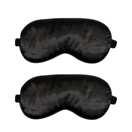WESTEND CHOICE Sleep Mask 2 Pack Soft Satin Silk Eye Mask for Men Women Eye Blindfold for Travel Light Blocking Night Sleep Mask Comfortable Blackout Sleeping Mask (Black)