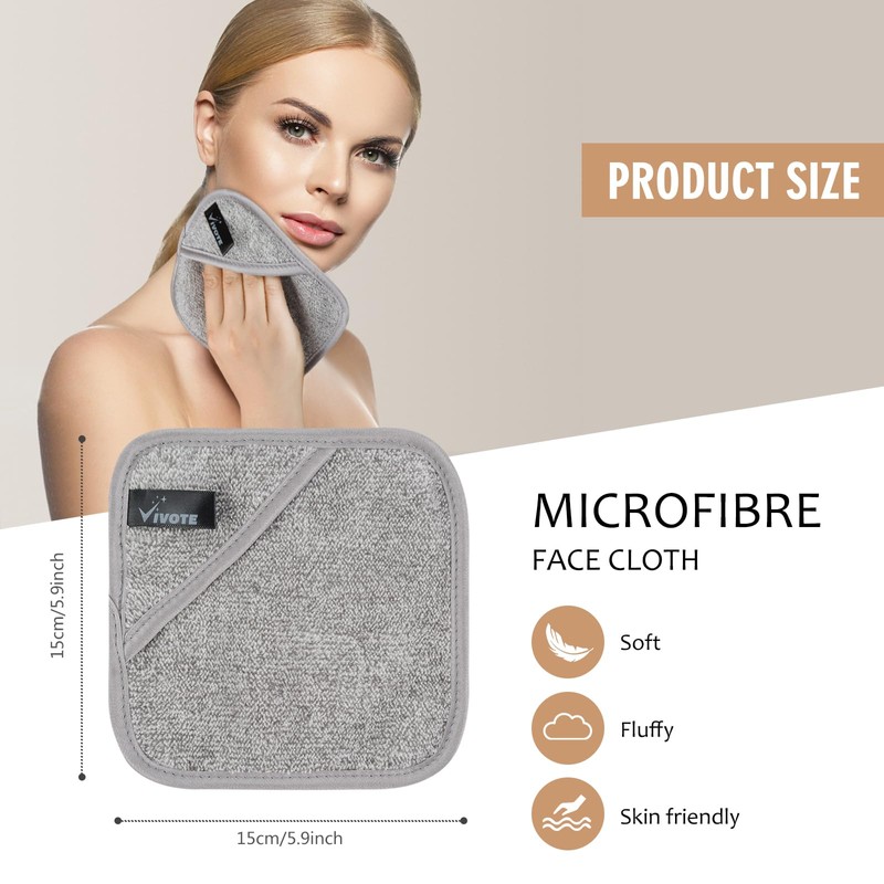 VIVOTE Microfibre Make-Up Cloth, 15 x 15 cm, Make-Up Pads,