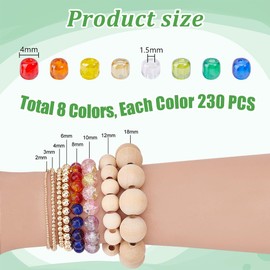 PH PandaHall About 1900 Pcs 6/0 Multicolor Beading Glass Seed Beads 8 Colors Round Pony Bead Mini Spacer Czech Beads Diameter 4mm for Jewelry Making