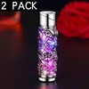2PACK Blue and Silver Flowers Windproof Butane Jet Torch Lighter,Funny