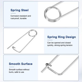 M METERXITY 6-Pack Brooch Shape Cotter Safety Pin, 2x45mm Stainless Steel Pins Quick Lock Brooch Fastener for Garden/Lawn/Farm Hook, Heavy Retainer Clips