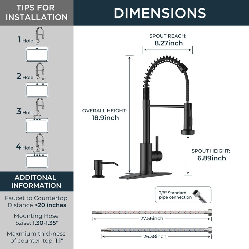 FORIOUS Black Touchless Kitchen Faucet with Soap Dispenser, Motion Sensor