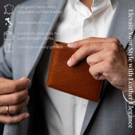 Time Resistance Leather Men's Wallet - Minimalist Wallet Design with Credit Card Holder, Magnetic Coin Holder, and Cash Slots