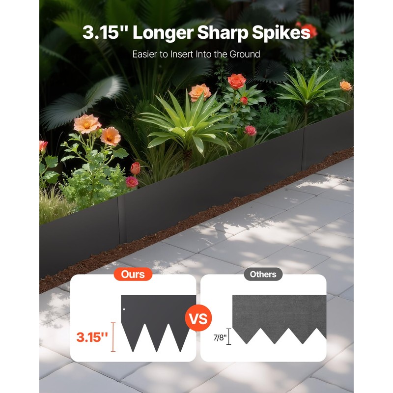 VEVOR Steel Landscape Edging, 6 Packs 40 x 8 in