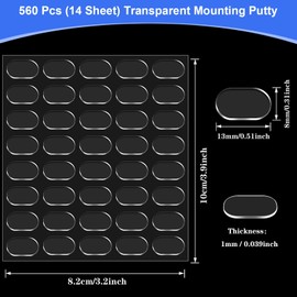 JANYUN 560 Pcs Mounting Putty, Double Sided Sticky Dots Removable Poster Putty Clear Sticky Tack for Wall Pictures Hanging No Trace Strong Adhesive Sticky Putty Water-Repellent for Home Office Decor