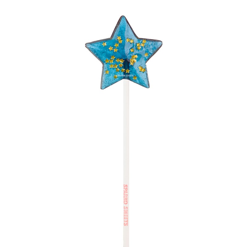 Sparko Sweets Sparkly Navy Star Lollipops, Blue Raspberry Flavor, 2"