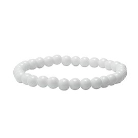TreasureBay Handmade Natural Gemstone Stretch Bracelet for Men and Women | 6MM White Agate Gemstone Beaded Stretchy Bracelet (White agate)