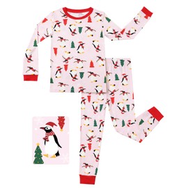 Bamboo Viscose Baby Boys Girls Pajama Sets 3-4T Toddler Kids Softness Two Piece Long-Sleeve Snug fit Sleepwear Pjs Jammies Pink Penguin
