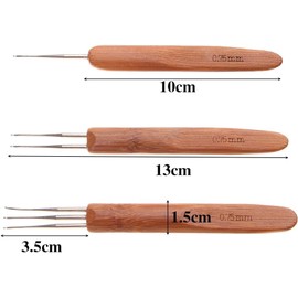 GANPUB Brown Dreadlock Crochet Needles, Bamboo Handle Micro Hook, for Hair Dreadlocks, Crochet Hooks, Arts, Crafts and Sewing