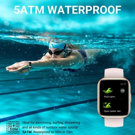 HOAIYO Smart Watches for Women, 1.8" Screen with Heart Rate SpO2 Sleep Monitor, 200 Watch Faces, 5atm Waterproof 110 Sports Fitness Watch for Android iOS Phone