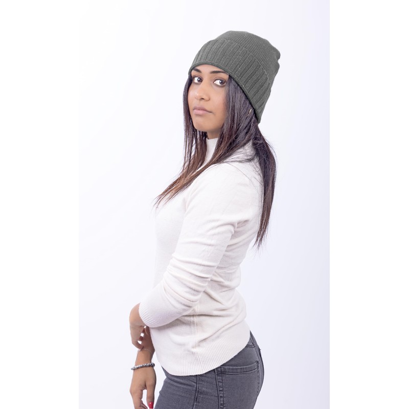 CLASSE77 70% Cashmere Blend Wool Hat (30%) with Ribbed Lapel