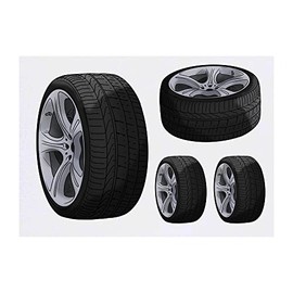 4 x 'Car Tyre' Temporary Tattoos - Water Resistant, Skin-Safe, Non-Toxic Transfers, Mixed Sizes (TO00057738)