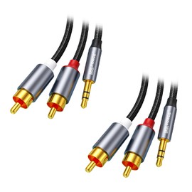 Japanese Small Business MSL FORCE Stereo Jack Audio Cable 1.8m RCA 3 Pole Splitter Pin Plug 2 Splitter Aux011721 Aux3.5mm (Male) to 2RCA (Male) 2pcs 1m