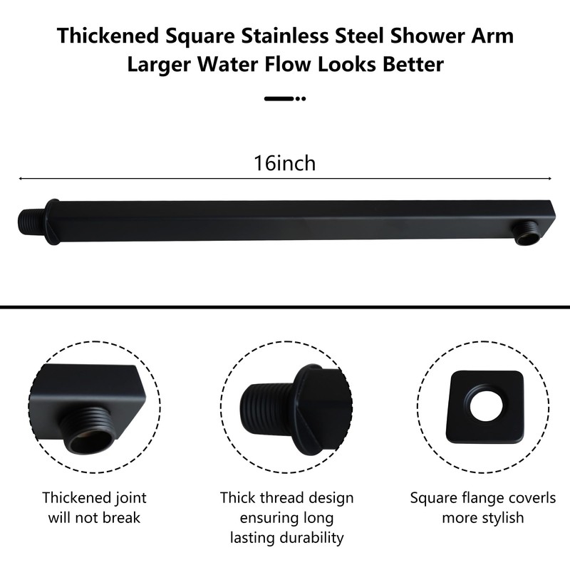 GGStudy Rain Shower Head Brushed Gold with Extension Arm 10