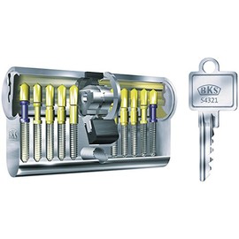 BKS B 8812 0054 Professional Installation Double Profile Cylinder PZ88, 45/80, Nickel-Plated Brass Matt with 3 Keys and Fixing Screw