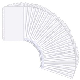 EFUTURETIME Binder Pockets A6 30 Pieces 6 Holes PVC Transparent Binder Pockets Zip Waterproof Money Budget Binder Envelopes Clear Pockets Folder for Notebooks Cards