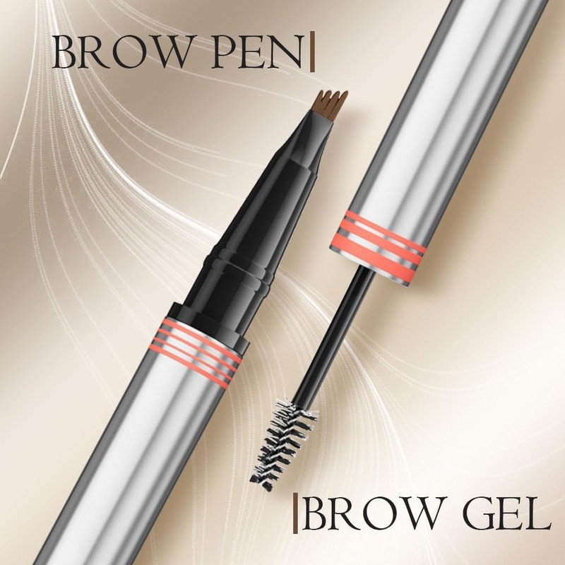 2-in-1 Eyebrow Pencil with Gel, Microblading Eyebrow Pencil with 4