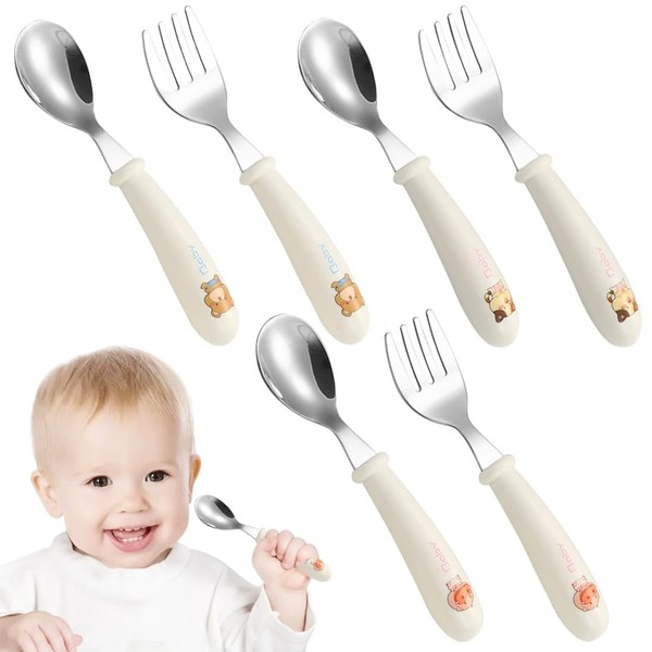 6 Stück Kinderbesteck Ab 1 Jahr, Esslernlöffel Baby, Esslernbesteck, Lernlöffel