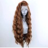 PORSMEER Auburn Brown Lace Front Wig Long Curly Wavy Wig