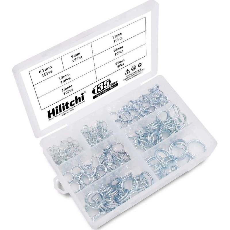 Hilitchi 135-Pcs Double Wire Fuel Line Hose Tube Spring Clips
