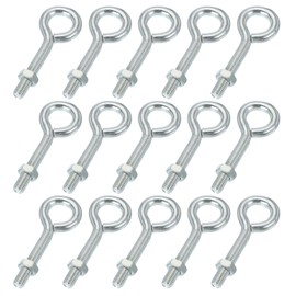 MECCANIXITY Eye Bolts M5x30 Carbon Steel Eye Hooks Screws with Hex Nuts for Metal Hook Wood Terminal Ring Hooks Hanging, Pack of 15