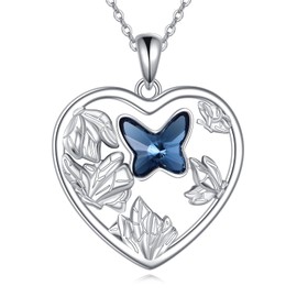 YFN Butterfly Necklace Sterling Silver Blue Butterfly Pendant Necklace Butterfly Jewelry for Women Butterfly Gifts